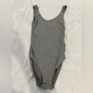 Gray Ribbed Bodysuit